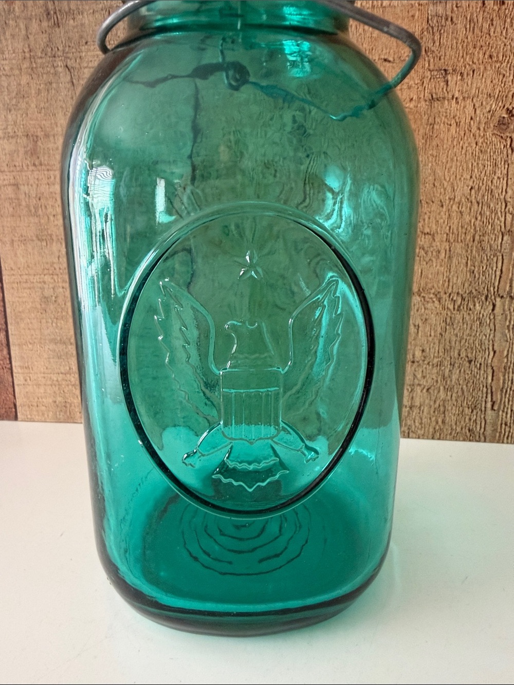 Ball Bicentennial Americana Aqua Glass Mason Jar with Wire Bail NO LID - Picture 3 of 8